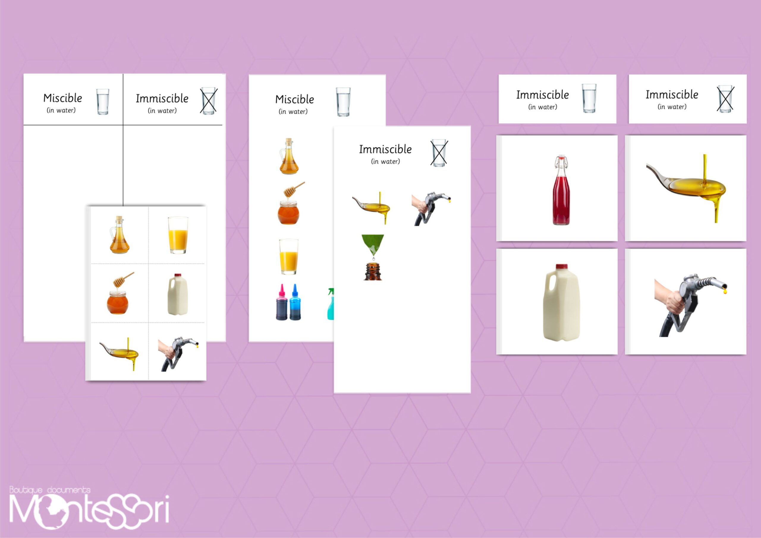 Miscible & Immiscible Sorting Cards